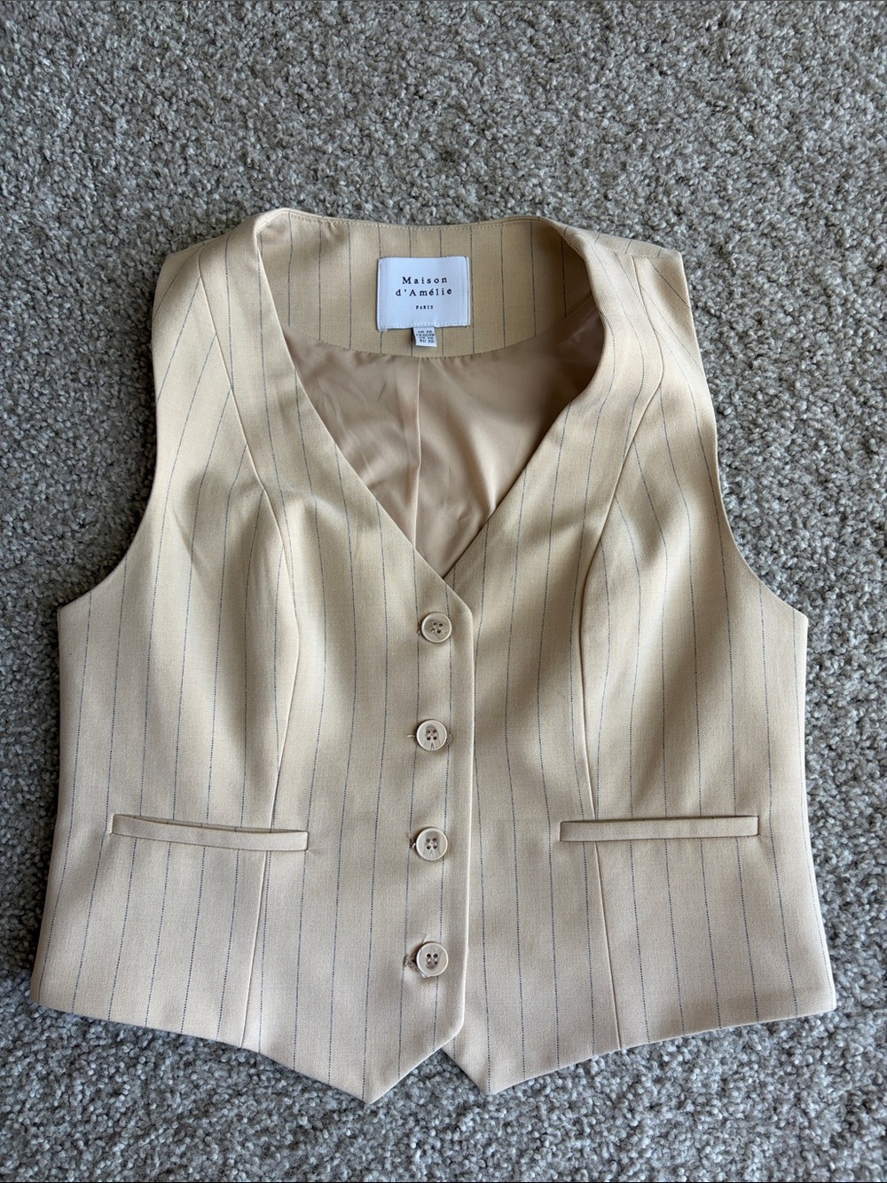 Maison d’Amilie Cream Pinstripe Tailored Women's Vest